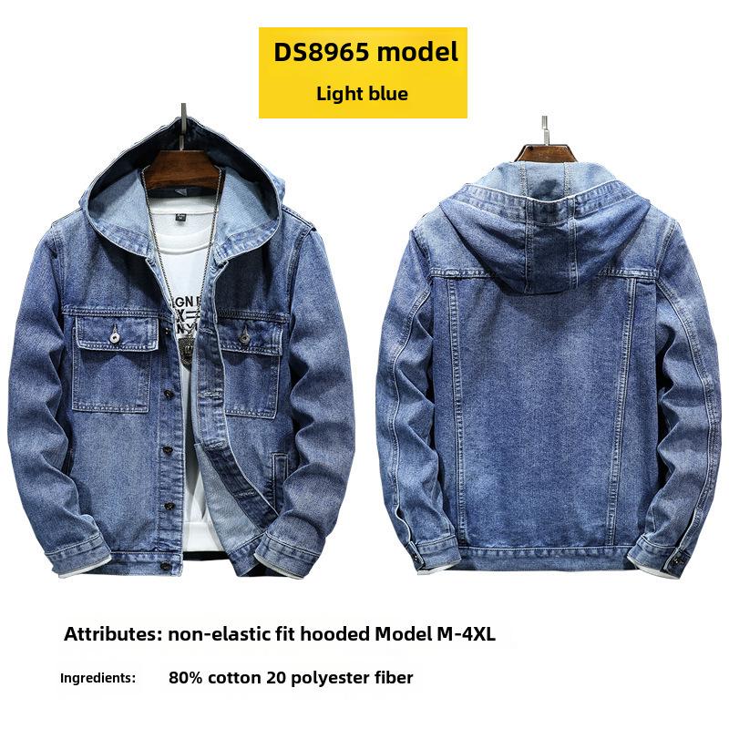 2024 Winddichte Jeansjacke mit Kapuze für Herren: Frühlingsstraßentrend