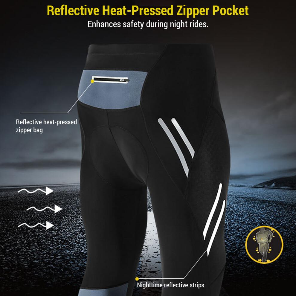 Riding Pants Men's Mountain Bike Pants with 3D Silicone Cushion Reflective Breathable Gradient Compression Riding Tights Cycling Pants M