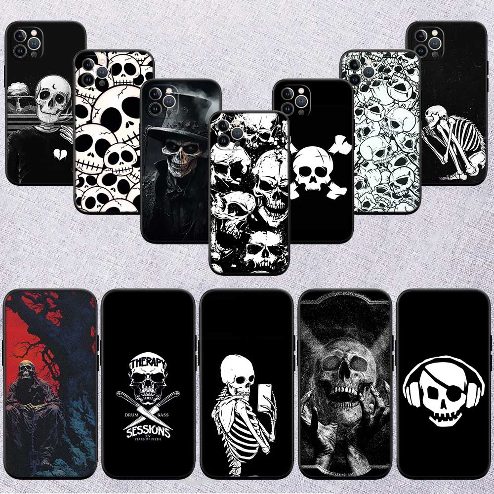 NH31 Horror Skeleton Skull New High-End Shell Phone Case for iPhone 16 15 14 13 12 Pro Max Plus Mini
