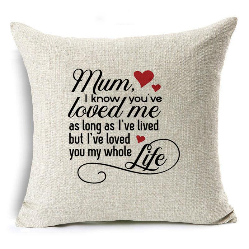 New Mother's Day Gift Text Love Pattern Pillowcase Linen Print Decorative Pillow Cushion Cover
