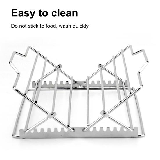Stainless Steel Roasting Rack BBQ Rib Racks for Grilling Turkey Roasting Pan Oven Safe V-Shaped High Temp Resistant Grill Rack for Turkey Chicken Ribs
