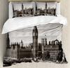 London's Clocks Trams Bridges Bedding Set London Duvet Cover Set London Telephone Booth In The Street Traditional Local Cultural