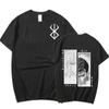 2024 Anime Berserk Tshirt Sommar Män Kvinnor Bomull Oversized kortärmad T-shirt tryck T-shirt Toppar 2024 Tee Trend Fans Kläder