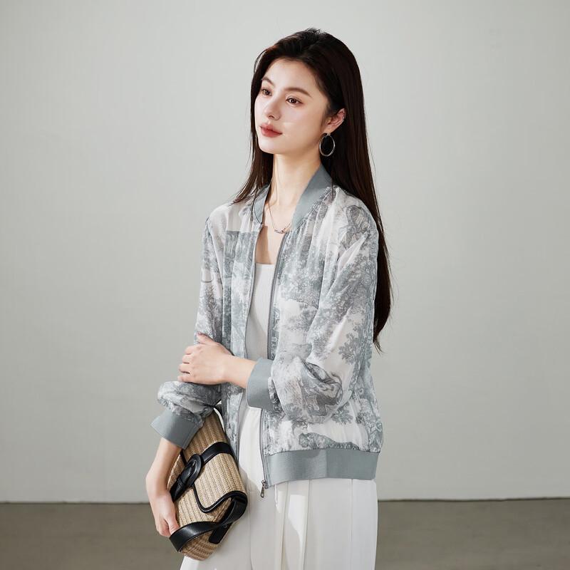 SOFSIL 2026 Spring Women's 100% Silk Printed Short Jacket