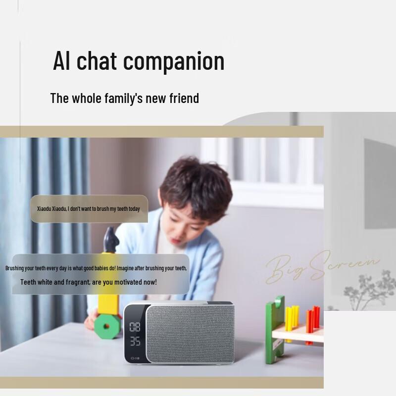 XiaoDu Smart AI Lautsprecher mit LED-Uhr CN-Stecker (Adapter enthalten) (CN-Version)