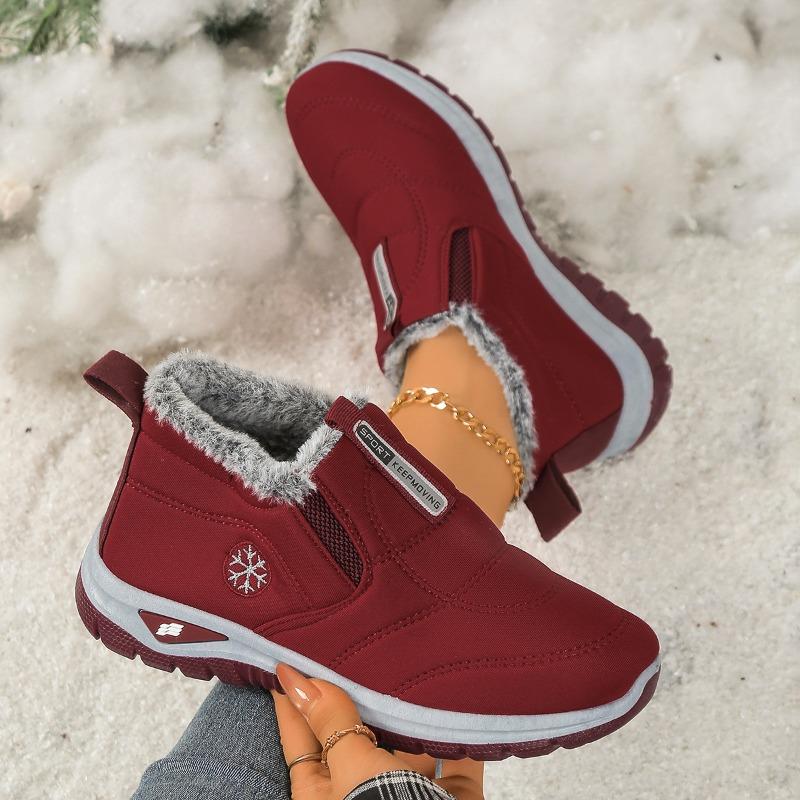 Women’s Fleece-Lined Winter Slip-On Boots, Warm Non-Slip Waterproof Comfort Shoes