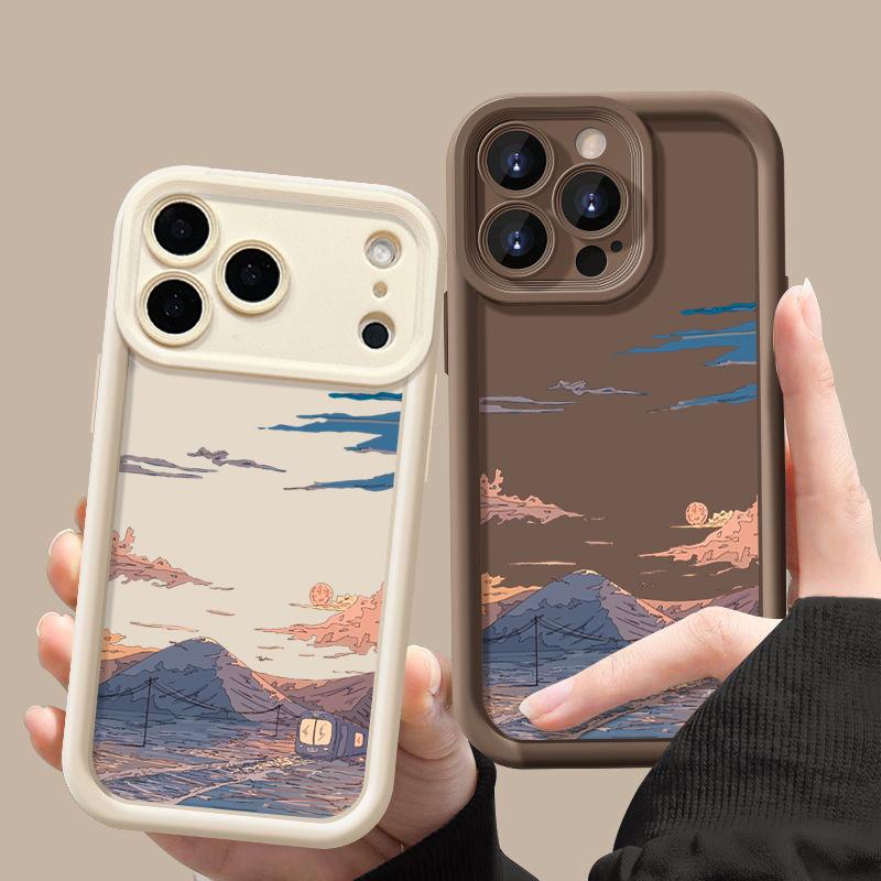 Bergzug-Muster TPU Handyhülle Für iPhone Air 16e 17 16 15 14 Pro Max 13 12 Pro 15 16 Plus Stoßfest Weiche Silikonhülle