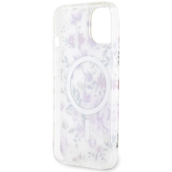 Hülle für iPhone 14 Guess Flower MagSafe Transparent