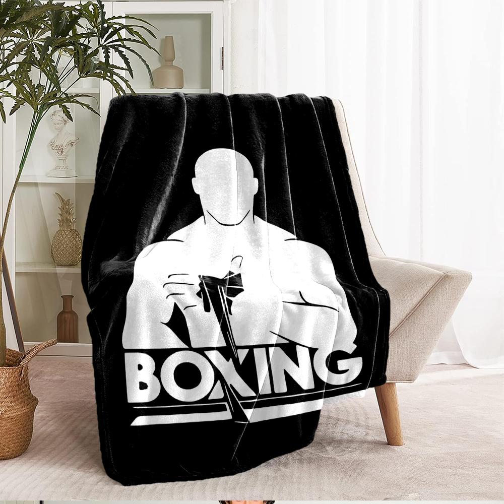 boxing Theme Printed Blanket - Perfect for Couch, Bed, Travel & Outdoor Use | Machine Washable, Cozy & Durable.