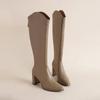 Fashion Plus Size Women Boots Pointed Long Boots Zipper Thick High Heels Lady Knight Boots 2024 Winter Woman Modern Boot Knee High Botas