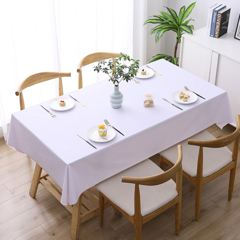 Durable Solid Color PVC Tablecloth Thickened Waterproof Square Table Cover Oil Proof Anti-scalding Table Cloth Table