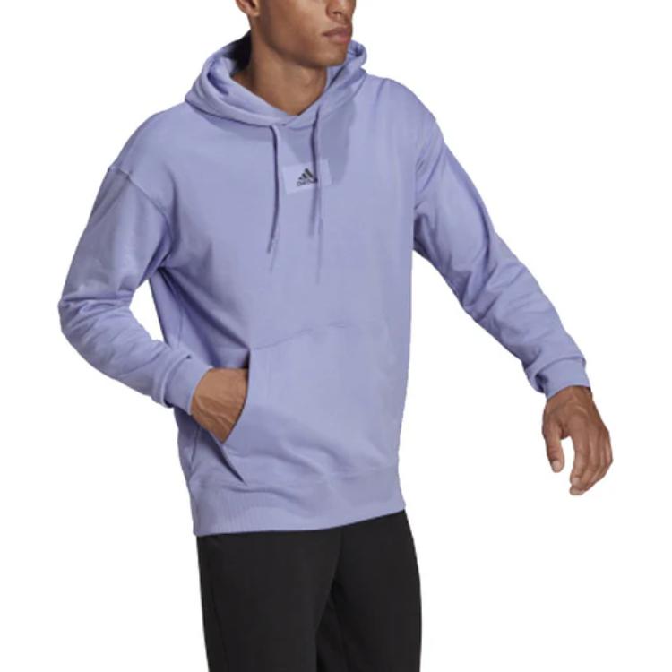 adidas Sweat à capuche sport pull homme hauts bleu clair violet HE4360