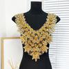 Handmade 3D Sequin Collar Embroidered Lace Fabric Applique New V-neck Applique  Garment Decoration