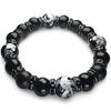 [BLESSING M'style] Natural Stone Power Stone Bracelet, Four Gods Bracelet, Morion, Matte Onyx, Silver-Engraved Onyx, Includes Luxury Suede Drawstring