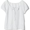 SS26 Fine Stripe Bubble Gauze U-Neck Tie Short Sleeve Shirt Women Shirts 483892-01