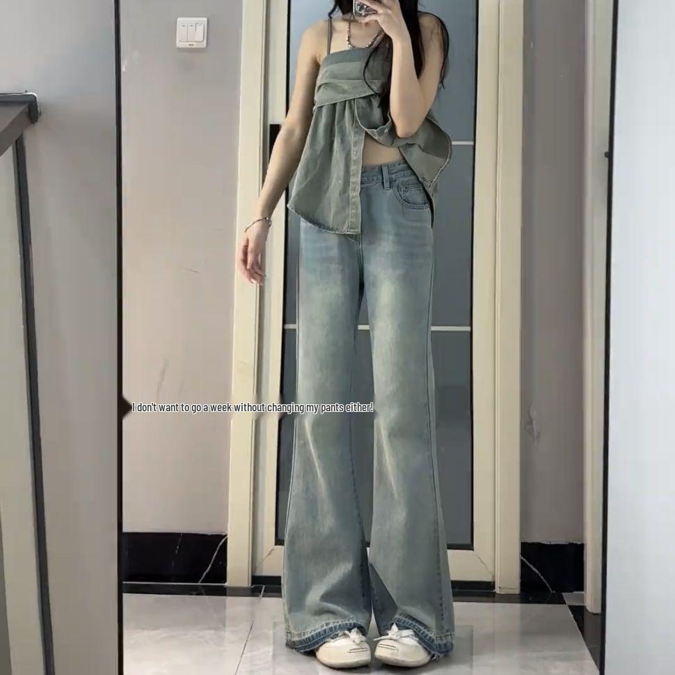 Women's Slimming Velvet Flare Jeans - Wide Leg, Horseshoe Style for 2025/26 Autumn/Winter and Spring