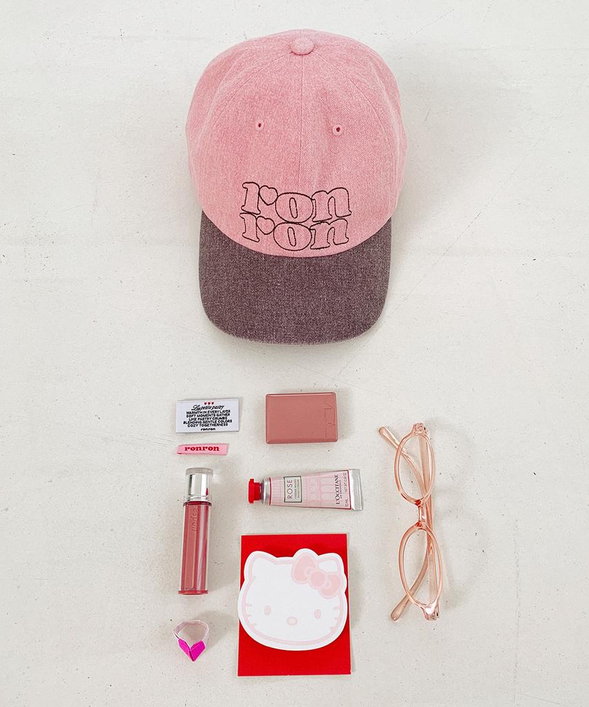 RONRON Stitch Logo Pigment Ball Cap Pink
