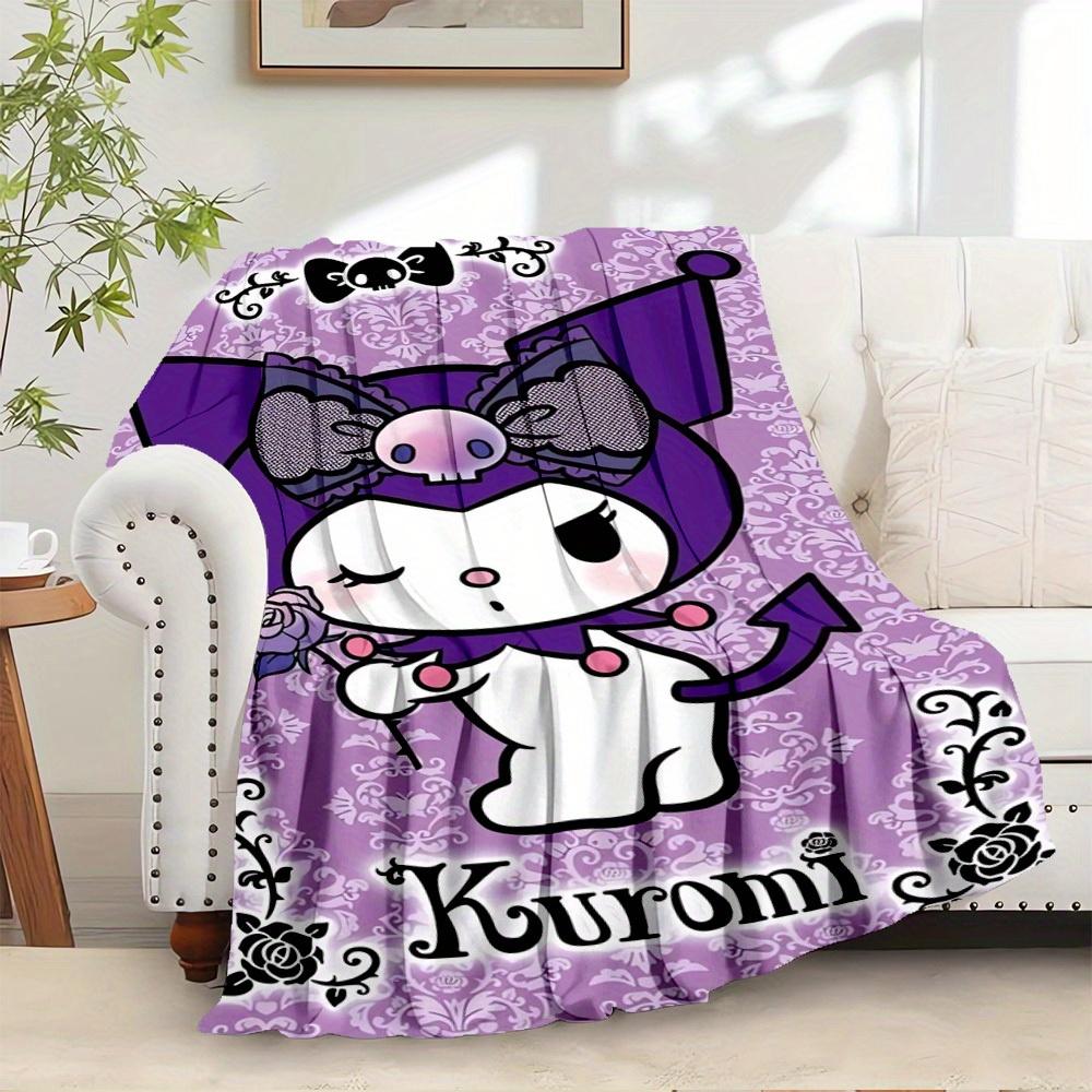 1pc Kuromi Cute Cartoon Character Purple Background Home Decor Blanket - Seasonal Universal Comfortable Washable Gift for All Ages, Suitable