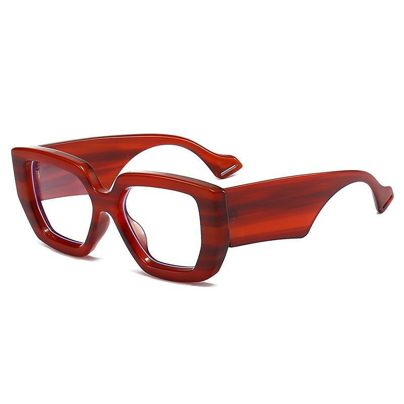 Trendige Oversized-Quadratbrille mit dickem Rahmen für Damen und Herren, Bunt, Breite Bügel, Brillen, Grün, Optisch, Transparente Gläser