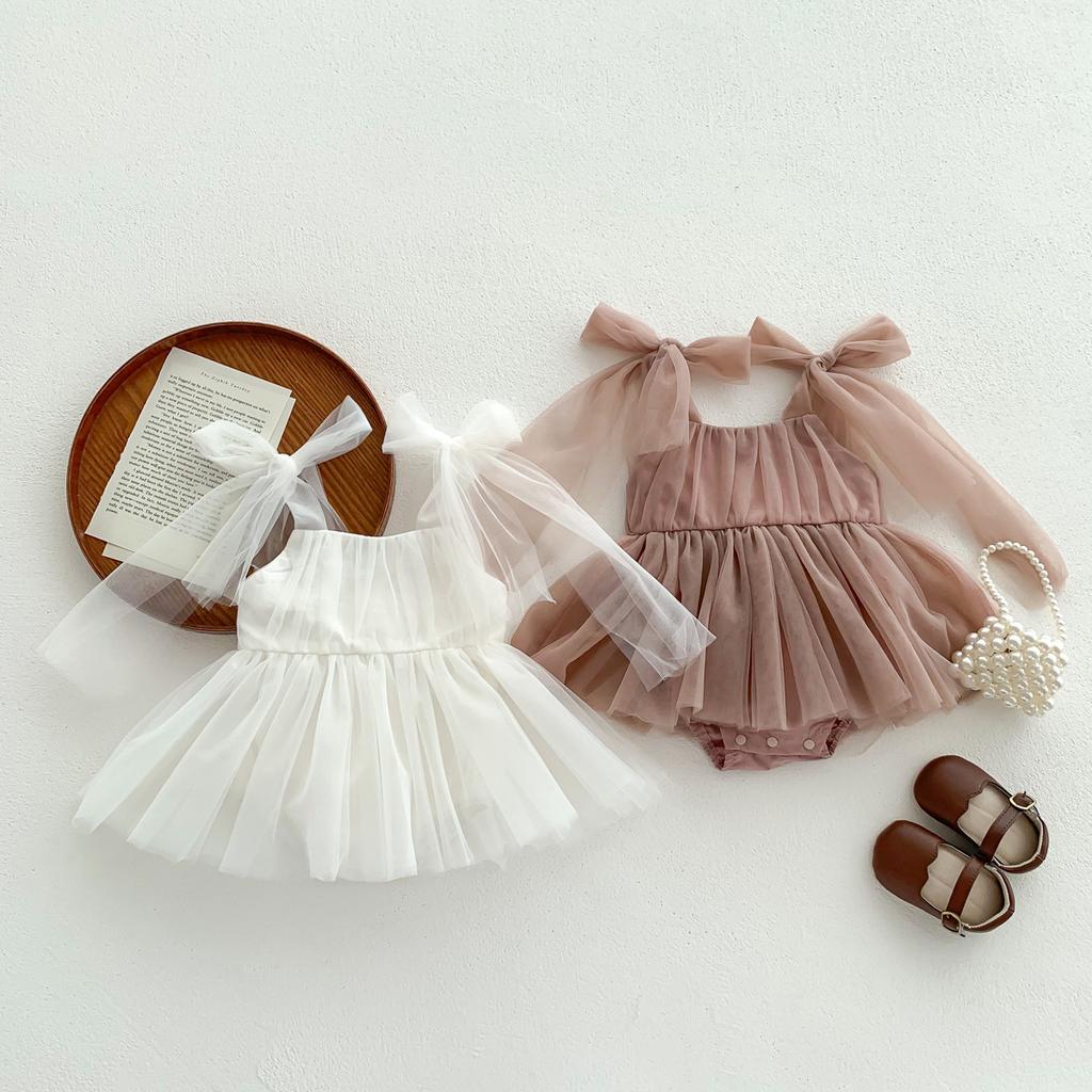 Letní set pro miminka Krajka Puntíky Dětské princeznovské šaty Kojenecké body Dětské overaly 0-24 M