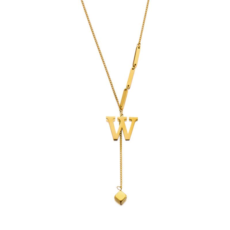 316L Stainless Steel A-Z Initial Letter Pendant Necklace for Women Chain Alphabet Clavicle Necklaces Birthday Jewelry Gift