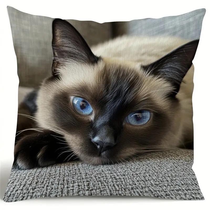Bohemian Plush Pillow Cover with Charming Kittens Design, 45x45 Cm - Perfect for Living Room or Bedroom Decor