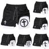 Cross Christian God Bible Pray Faith Jesus Muay Thai Kick Boxing MMA Shorts Men Women Unisex Double Layer Quick Dry Training Sport Gym Fitness Workout