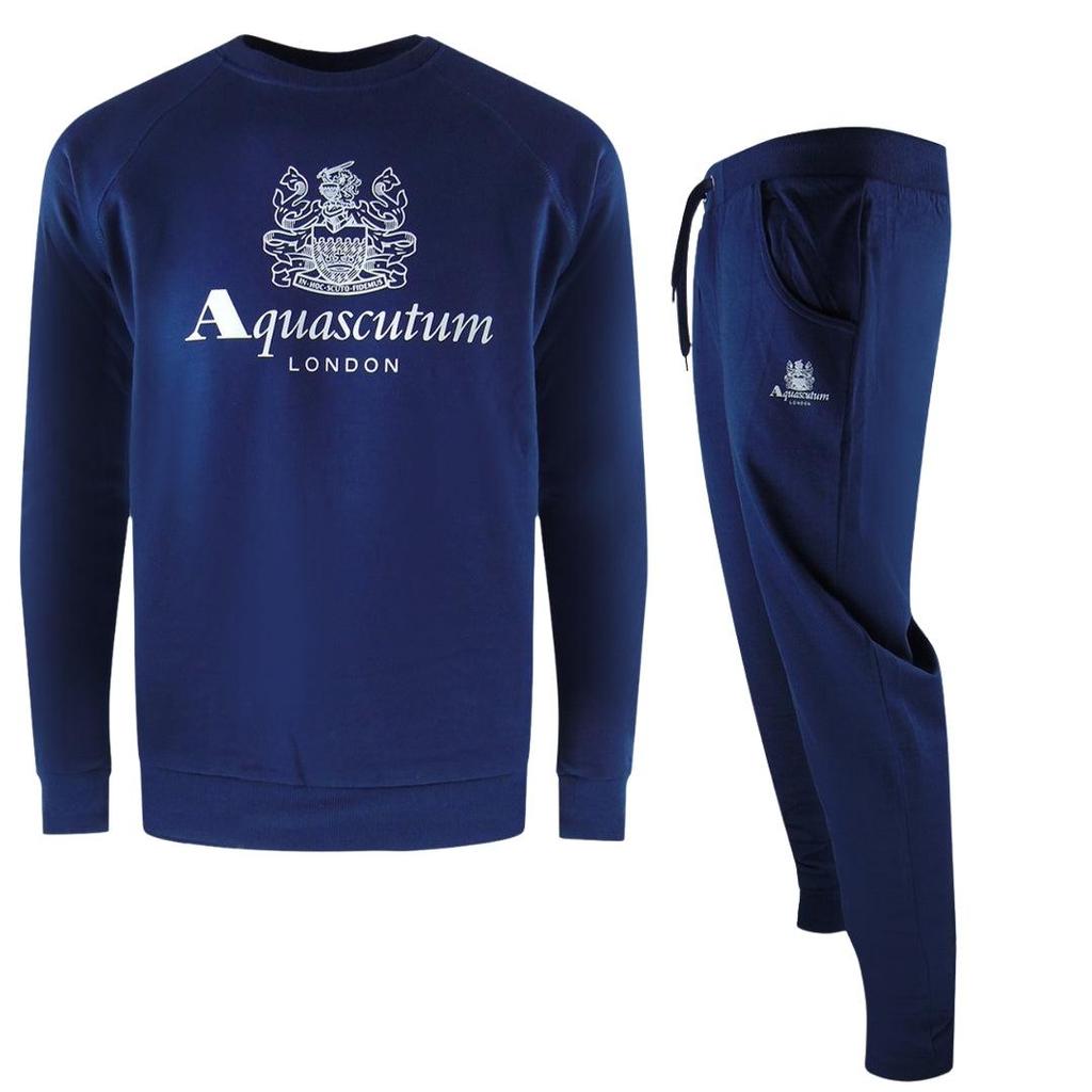 Aquascutum Męski Zestaw Dresowy z Okrągłym Dekoltem i Logo London