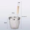 Stainless Steel Noodle Funnel Thickened Multifunctional Pasta Basket Strainer Wooden Handle Noodle Dumplings Mesh Basket