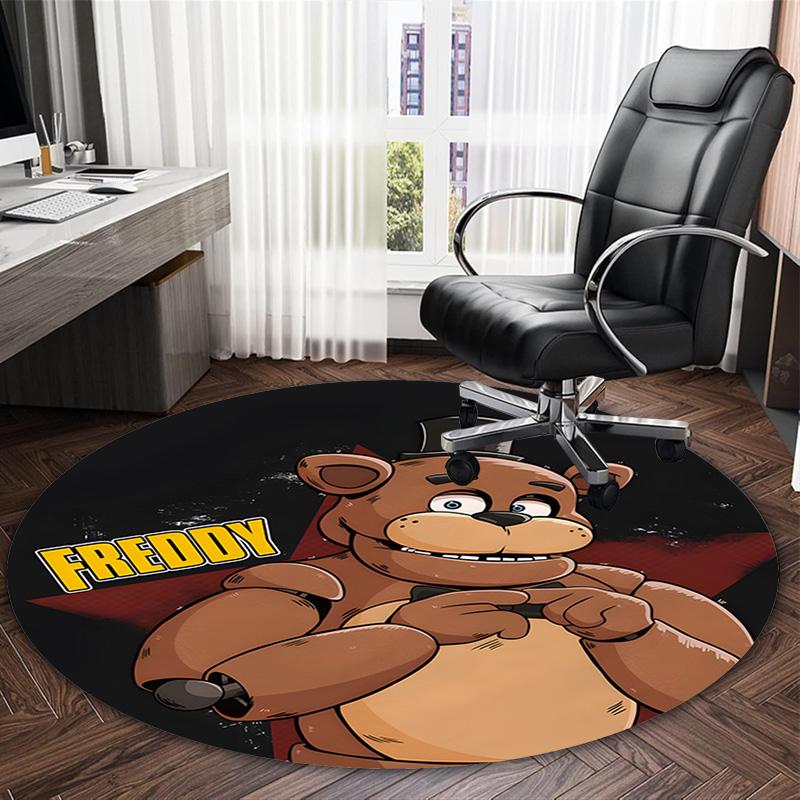 1pc Freddy Bear2 Print Round Carpet Chair Round Carpet Suitable for Bedroom Living Room Home Decorative Carpet