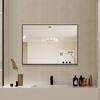50x70cm Bathroom Mirror with Black Aluminum Frame, Copper-Free HD Wall Mirror, Horizontally & Vertically Mountable, For Hallway and Dressing Room