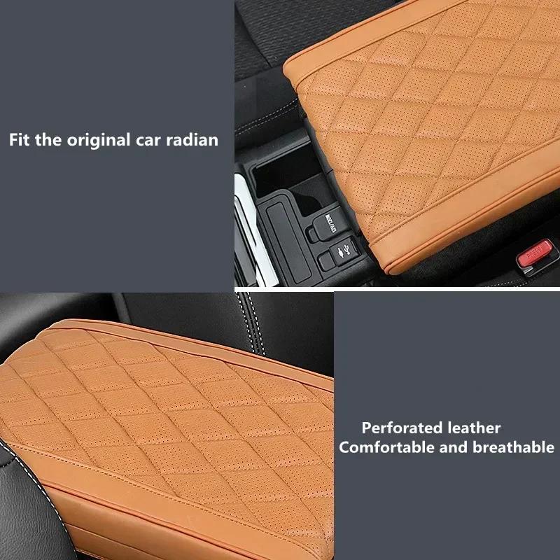 For Toyota Prado 2003-2021 Center Console Armrest Cover Pad Head Layer Cowhide Anti-scratch Waterproof Armrest Box Cushion