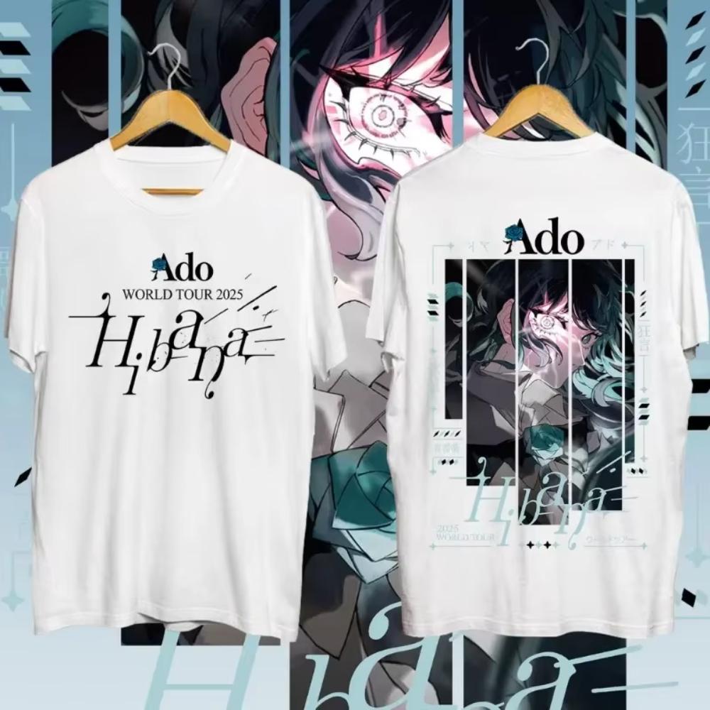 2025 Men Women Tshirt NEW ADO World Tour T-Shirt Black and White Round Neck Hibana 2 Colors Cotton T-shirt Comfortable Top Tees