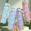 1PC Multiple Anchor Nautical Symbol Print 750ml Color Plastic Sports Water Bottle Leakproof Flip Straw Lid Suitable for Sports Office Home Use