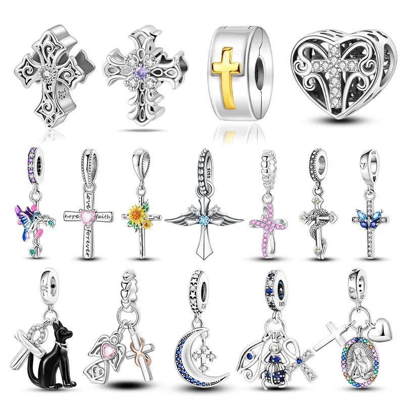 Copper Stylish Charms Religion Heart Lucky Eye Cross Beads Fit Original Bracelet For Women High-Quality Fashion Jewelry Gift