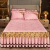 European Style Winter Velvet Thicken Bedspread Luxury Bed Skirt Style Bed Sheets Lace Embroidery Cotton Quilted Mattress Cover