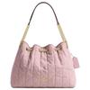 Evelyn 34 Vintage Love Denim Quilted Detail Pendant Decoration Fabric And Leather Shoulder Bag Large Women Shoulder Bag Light-Pink CER79-IMNH1