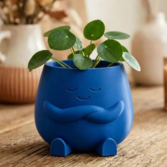 Smiling Face Planter, 3D Printed Cute Plant Pot, Decorative Planter for Succulents Cacti Small Green Plants