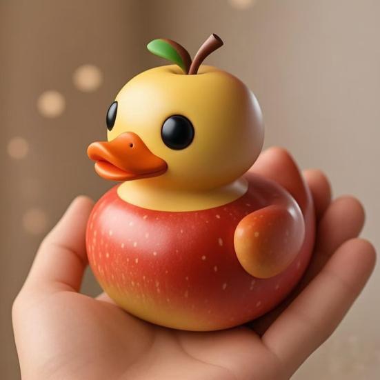 Fruit Duck Figurine Resin Fruit Themed Duckling Statue Peach Strawberry Duck Ornament for Home Office Car Dashboard Decor