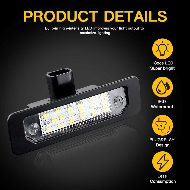 2pcs Canbus LED License Number Plate Lamp For Ford Mustang 2010-2014 Focus Fusion Flex Taurus Lincoln MKS MKT MKX Mercury Milan