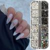 S.A.V.I Nail Rhinestone Kit - 4 Colors (White, AB, Black, AB Black) - Flatback Resin Stones for Nail Art & Decoration | 12 Sections | Multi-Size (1