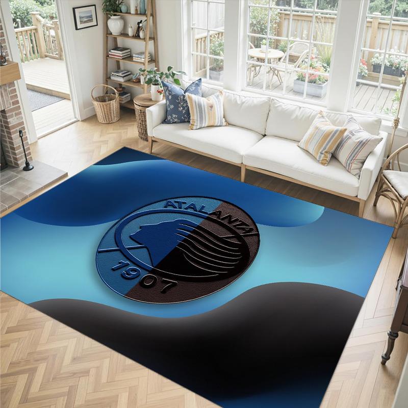 Atalanta FC Design Kristall Samt Teppich Gemütlich Nicht?Rutschfester Teppich mit Aufdruck für Schlafzimmer Wohnzimmer Eingang