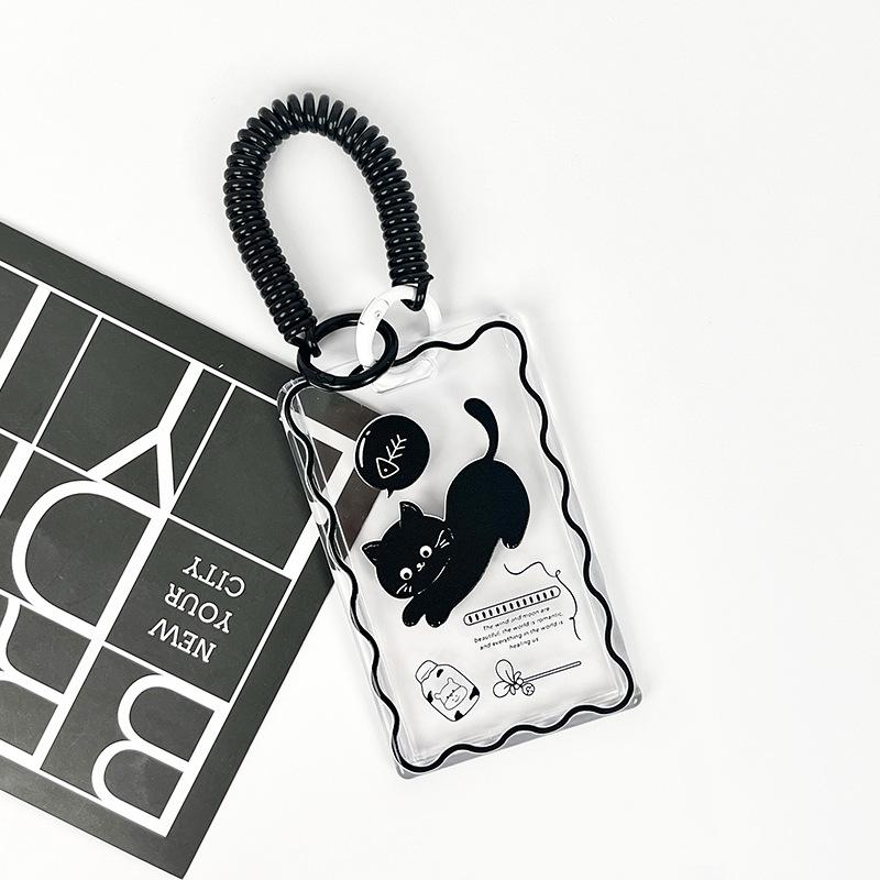Kawaii Kat Transparant Acryl Luxe Fotokaarthouder Kpop Idol Kaartbeschermer Creatieve Tas Hanger Campus ID Opbergtassen