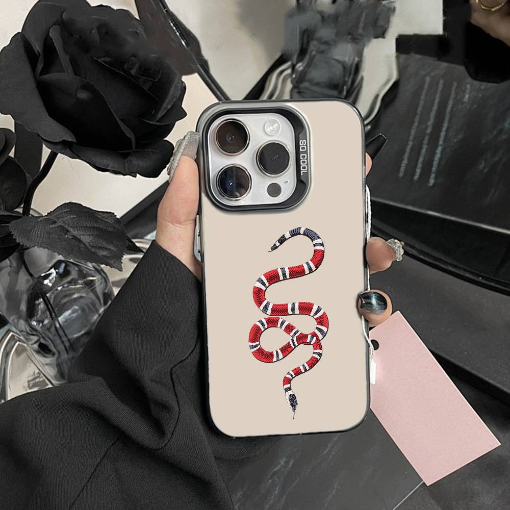 D-Snake Classic Phone Case For iPhone17, 16,15,14,13,12 Pro Max Black Candy Matte Shockproof Cover