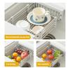 Kitchen Sink Drain Rack Stainless Steel Extendable Dish Drying Rack Drain Basket Fruit Vegetable Washing Drainer Storage Rack