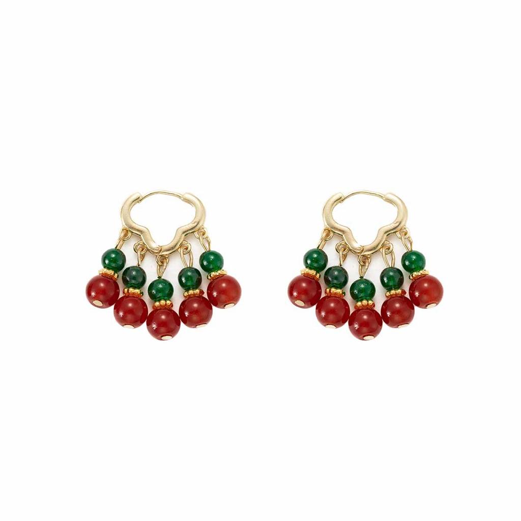 Court Style Beaded Earrings, Women'S Light Luxury Retro High-End Earrings, Square And Round Face, Small Ear Buckles
