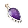 Natural African Amethyst Gemstone 925 Sterling Silver Two Tone Pendant 1.2" H2b37
