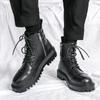Winter Waterproof Leather Brown Motorcycle Boots Men's Vintage Bicycle Boots Anti Slip Cafe Business Work Outdoors Combat Boots
