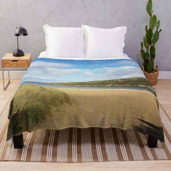 Beach Landscape Sunset Flannel Throw Blanket King Queen Size for Sofa Couch Bed Super Soft Warm Lightweight Good Gift for Teens