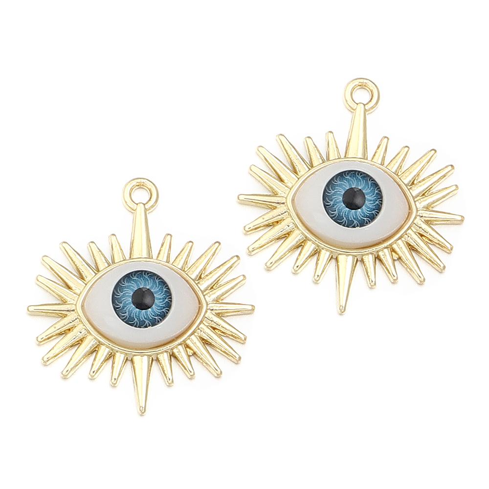 5pcs/lot Alloy Eyes Charms Lucky Heart Sun Eye Pendants For Jewelry Making DIY Earrings Charms Bracelet Necklace Accessories